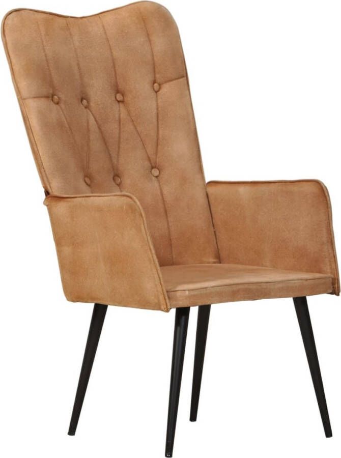 VidaLife Fauteuil canvas bruin