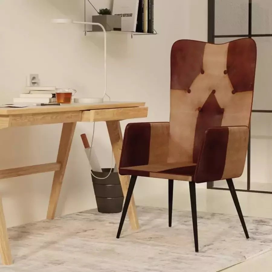 VidaLife Fauteuil echt leer bruin