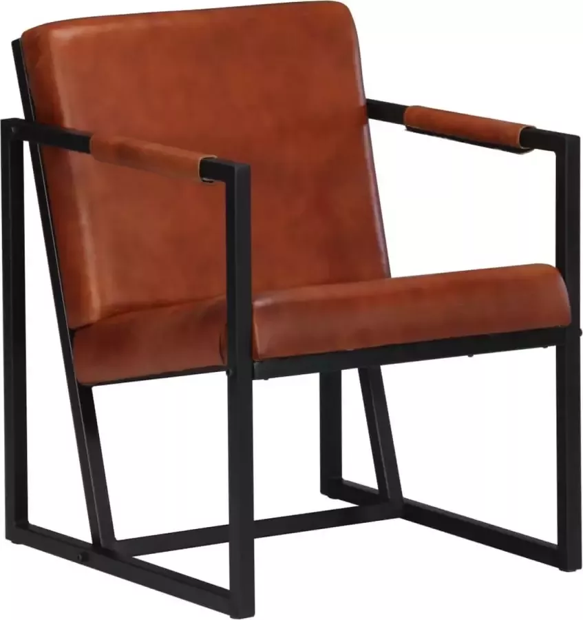 VidaLife Fauteuil echt leer bruin
