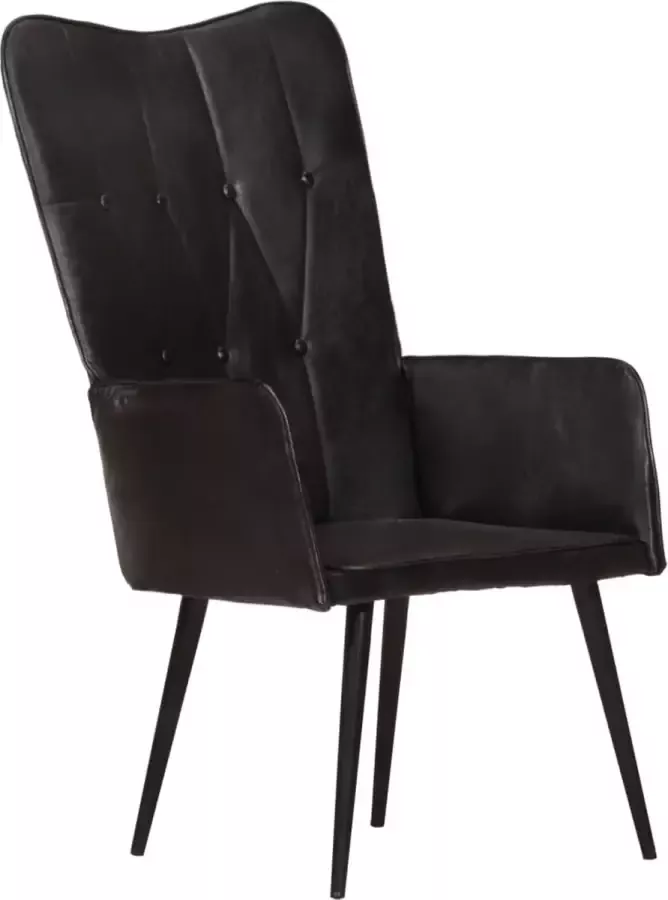 VidaLife Fauteuil echt leer zwart - Foto 2