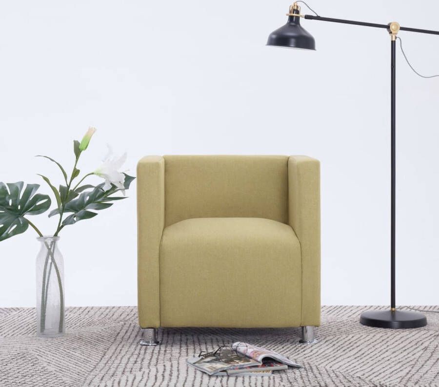 VidaLife Fauteuil kubus stof groen