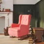 VidaLife Fauteuil met massief rubberwood schommelpoten fluweel roze - Thumbnail 1