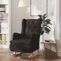 VidaLife Fauteuil met massief rubberwood schommelpoten stof zwart - Thumbnail 2