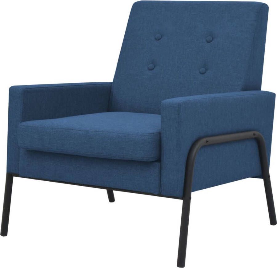 VidaLife Fauteuil staal en stof blauw