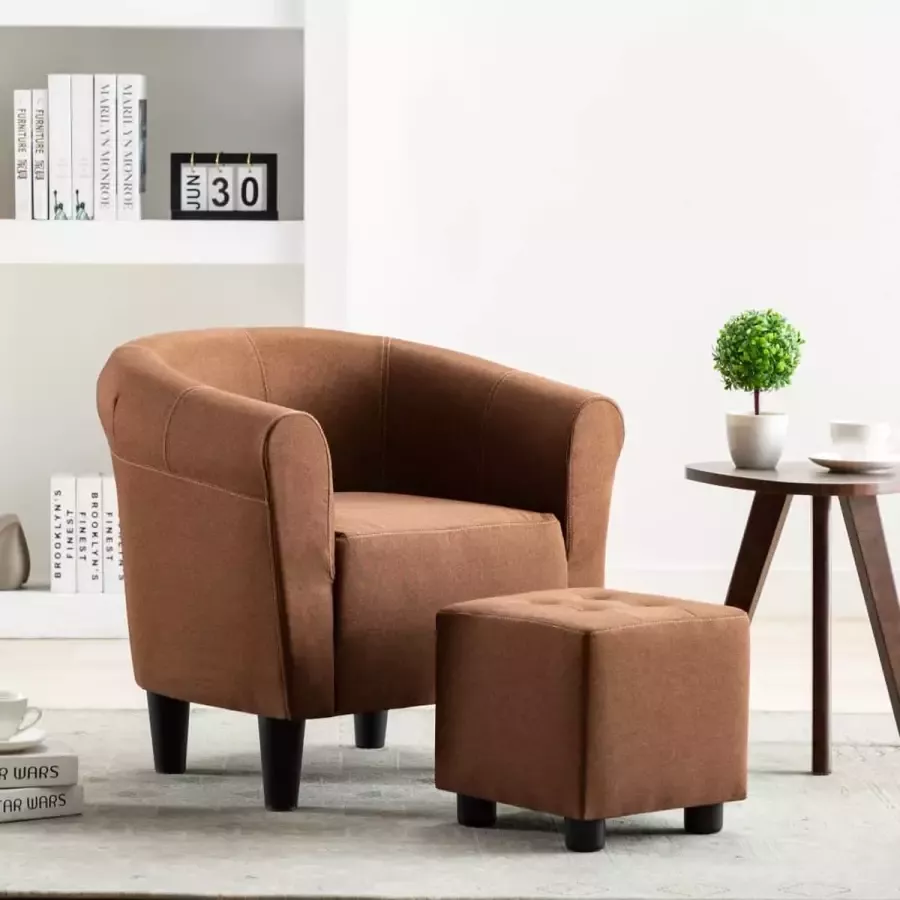 VidaLife Fauteuil stof bruin - Foto 2