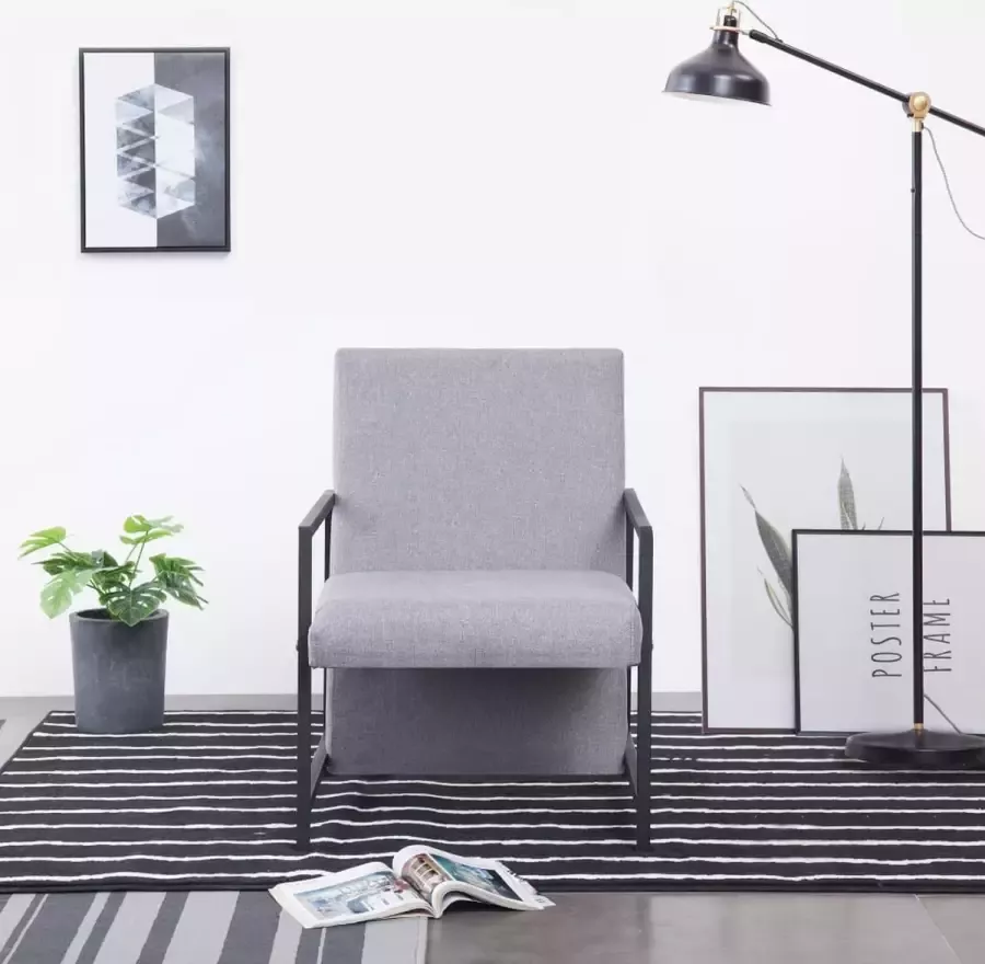VidaLife Fauteuil stof lichtgrijs - Foto 2