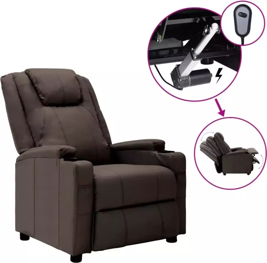 VidaLife Fauteuil verstelbaar elektrisch kunstleer bruin