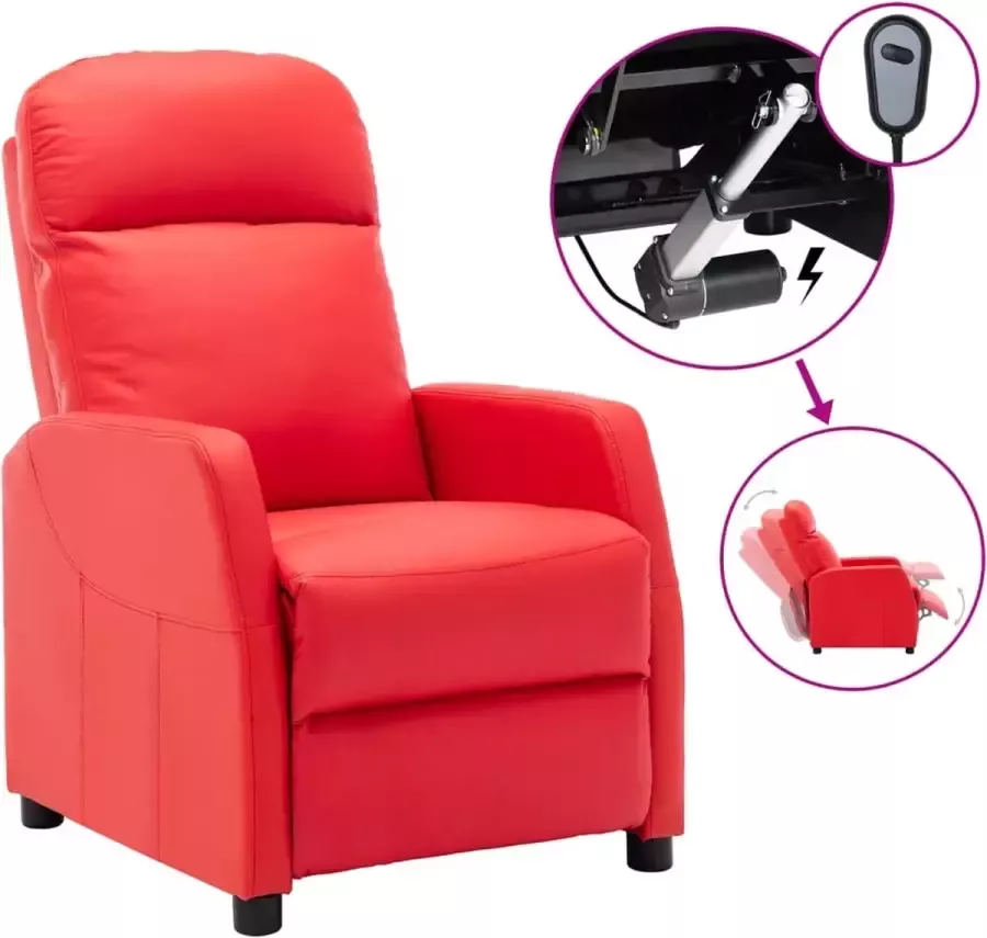 VidaLife Fauteuil verstelbaar elektrisch kunstleer rood