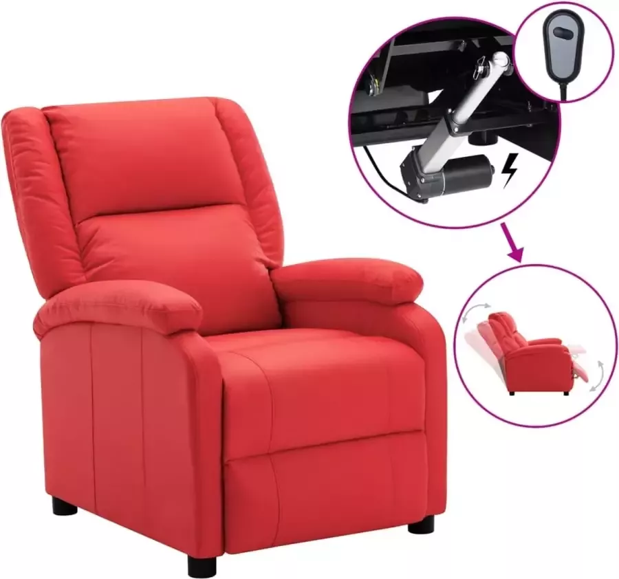 VidaLife Fauteuil verstelbaar elektrisch kunstleer rood - Foto 2