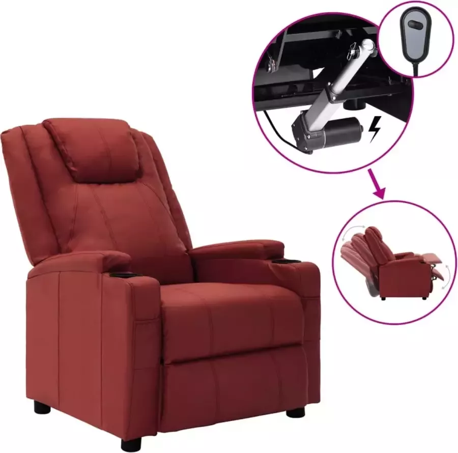 VidaLife Fauteuil verstelbaar elektrisch kunstleer wijnrood