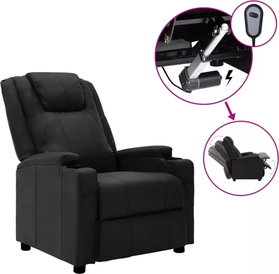 VidaLife Fauteuil verstelbaar elektrisch kunstleer zwart - Foto 2