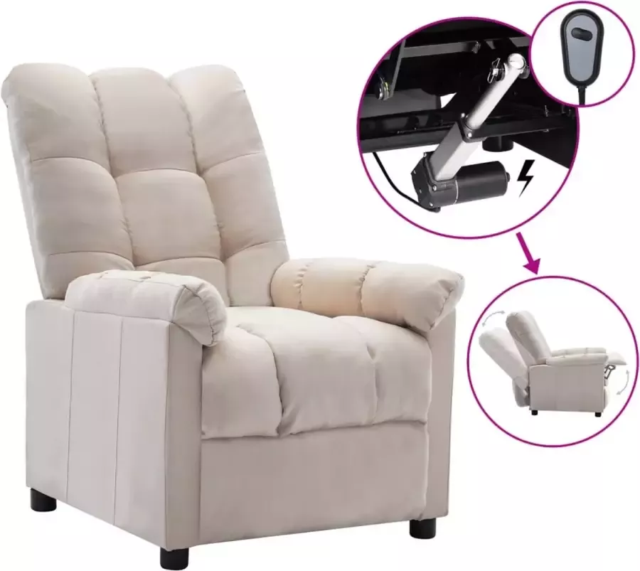 VidaLife Fauteuil verstelbaar elektrisch stof crèmekleurig