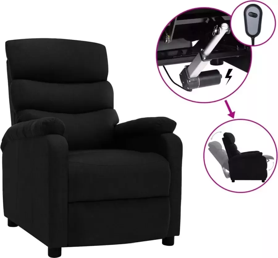 VidaLife Fauteuil verstelbaar elektrisch stof zwart - Foto 3