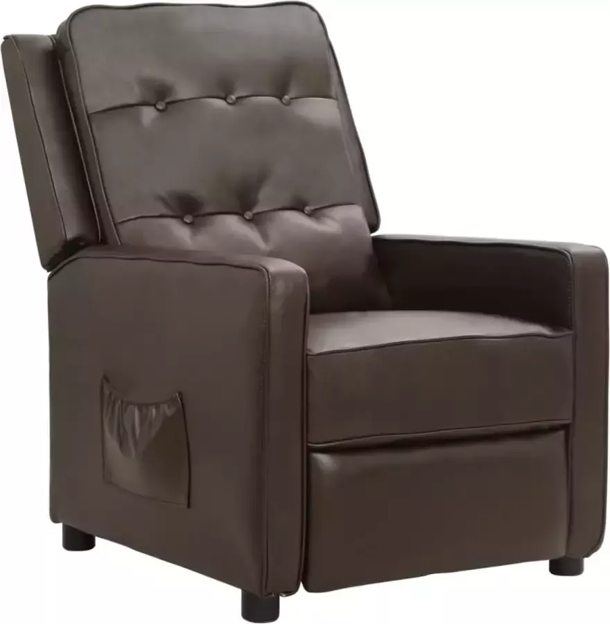 VidaLife Fauteuil verstelbaar glanzend kunstleer bruin