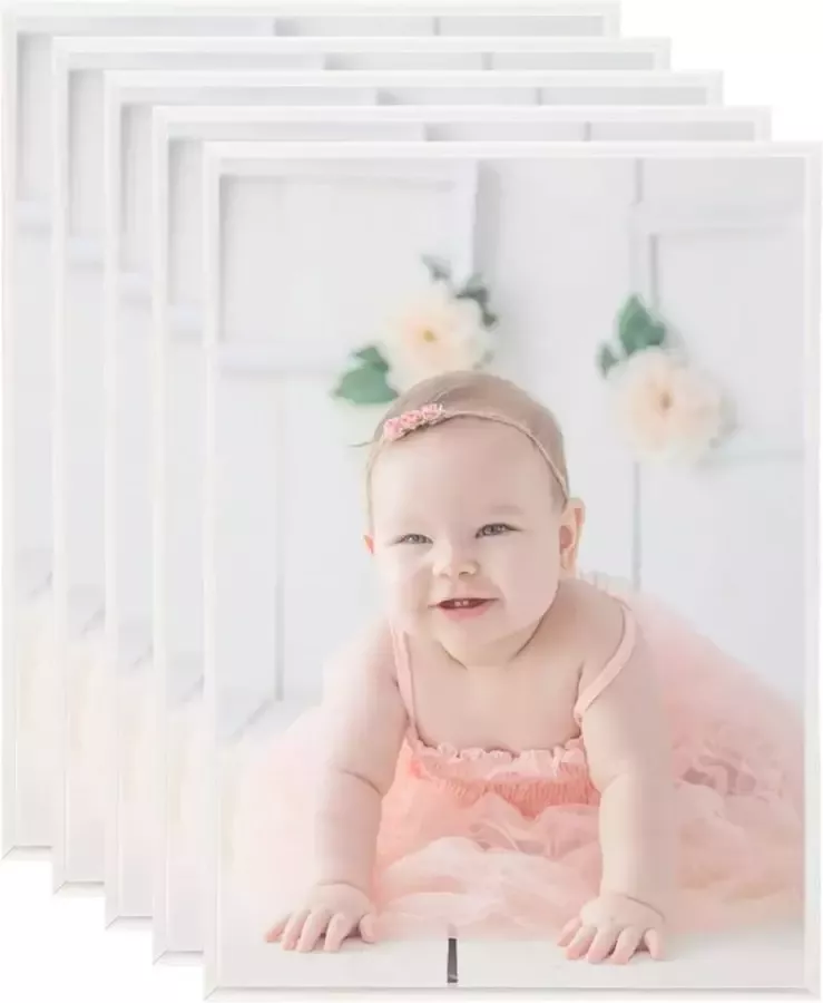 VidaLife Fotolijsten 5 st voor wand of tafel 18x24 cm MDF zilverkleurig