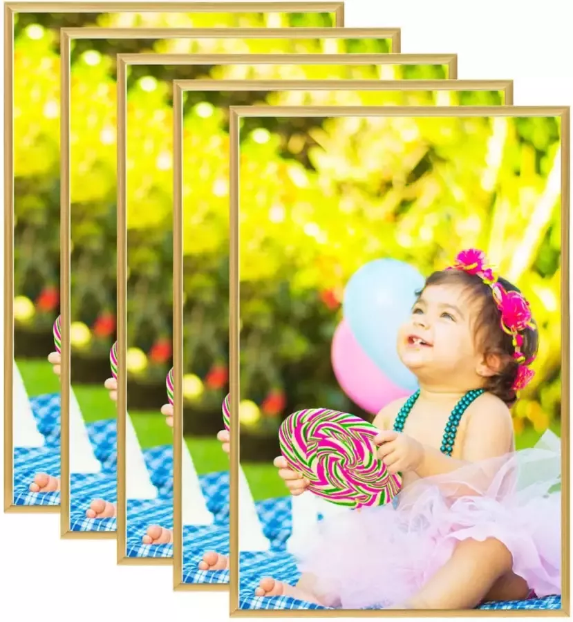 VidaLife Fotolijsten 5 st voor wand of tafel 59 4x84 cm MDF goudkleurig
