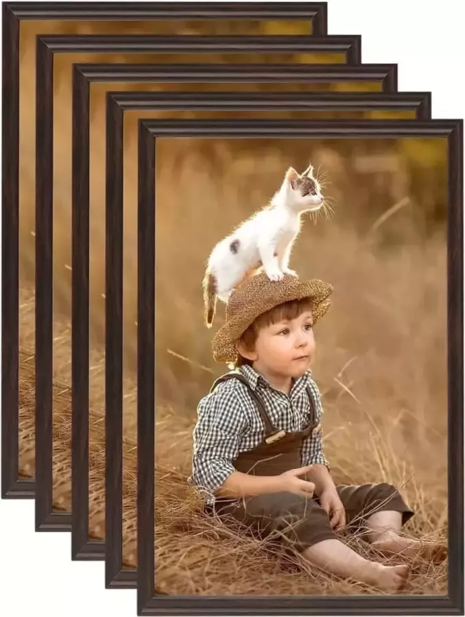 VidaLife Fotolijsten 5 st voor wand of tafel 59 4x84 cm MDF zwart