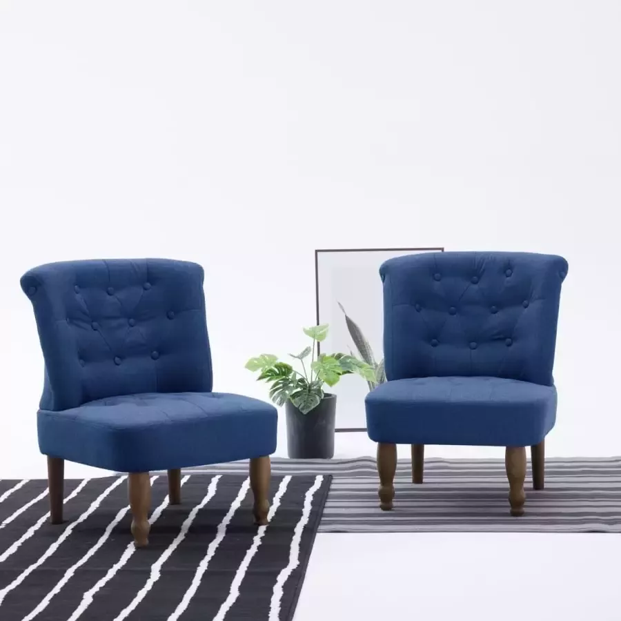 VidaLife Franse stoel stof blauw