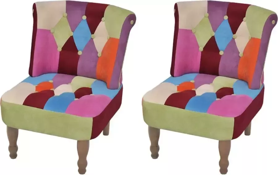 VidaLife Franse stoelen 2 st met patchwork ontwerp stof