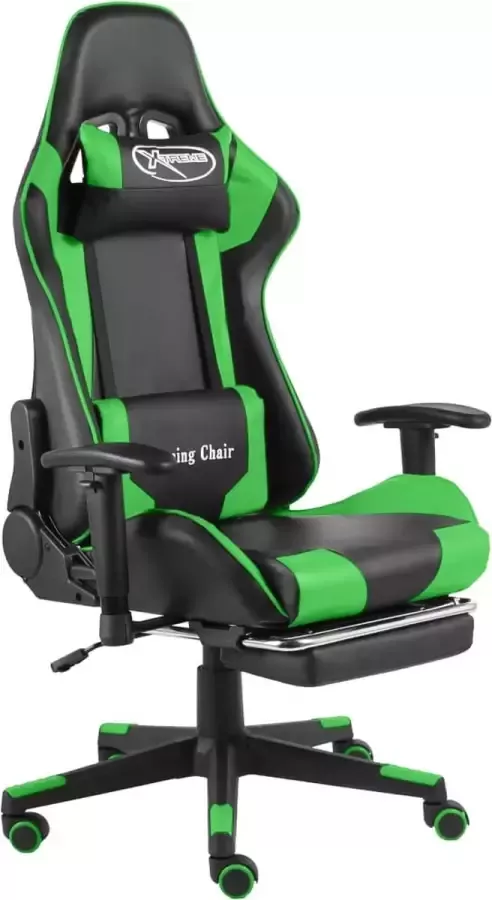 VidaLife Gamestoel draaibaar met voetensteun PVC groen