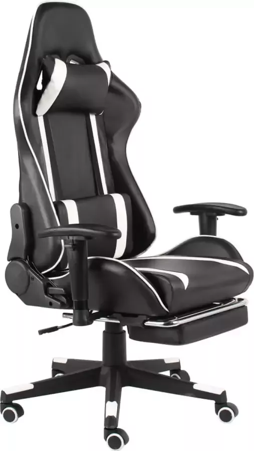 VidaLife Gamestoel draaibaar met voetensteun PVC wit