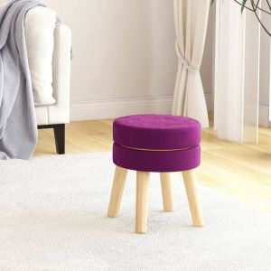 VidaLife Hocker rond fluweel paars