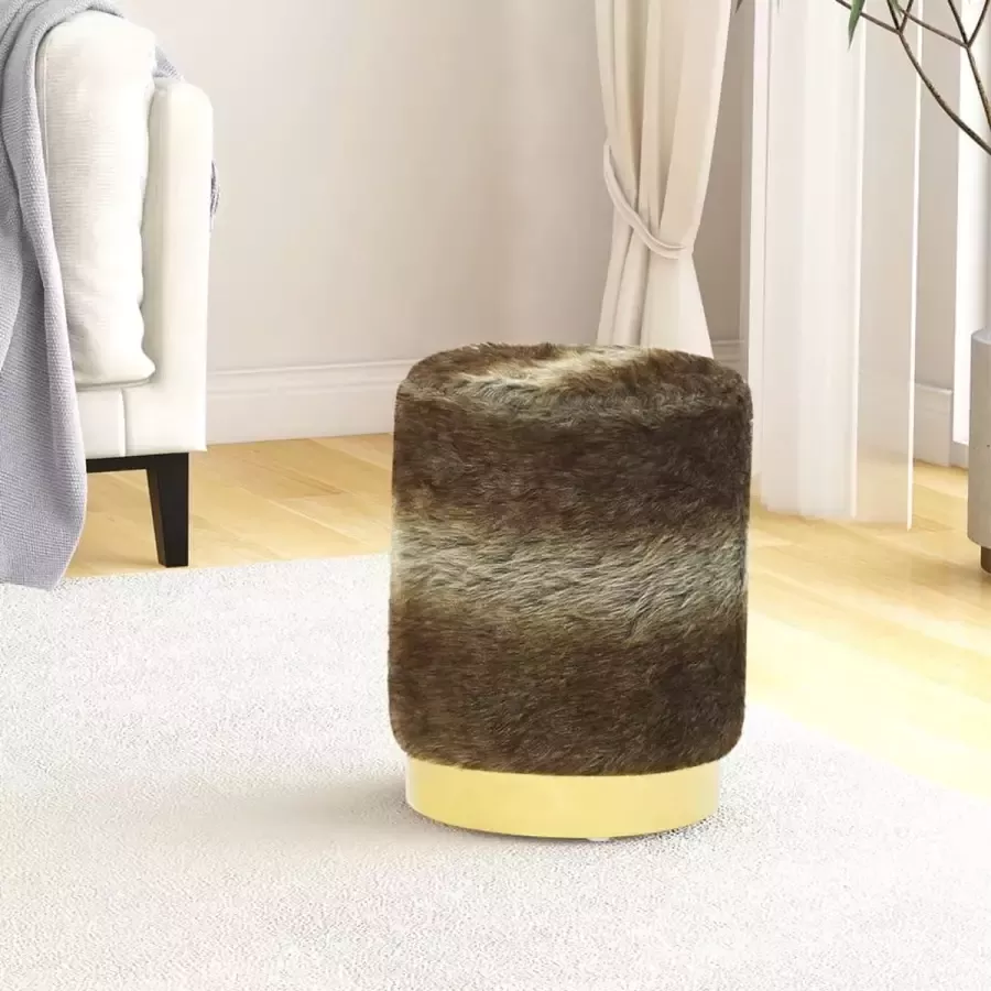 VidaLife Hocker rond pluche meerkleurig - Foto 2