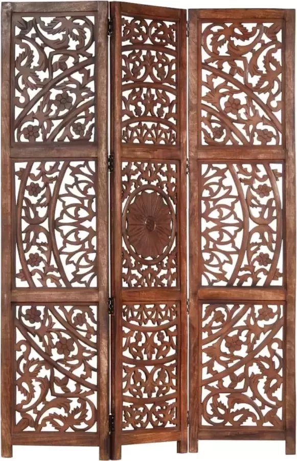 VidaLife Kamerscherm 3 panelen handgesneden 120x165 cm mangohout bruin