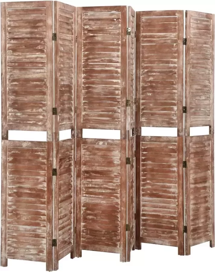 VidaLife Kamerscherm 6 panelen 210x165 cm massief paulowniahout bruin