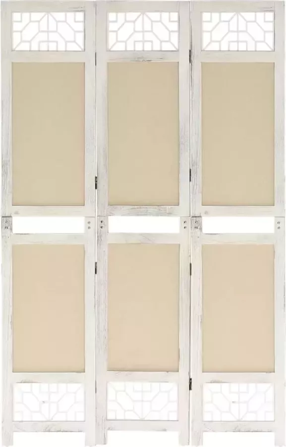 VidaLife Kamerscherm met 3 panelen 105x165 cm stof crèmekleurig