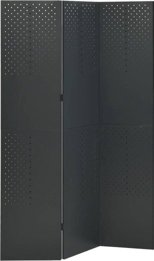 VidaLife Kamerscherm met 3 panelen 120x180 cm staal antracietkleurig
