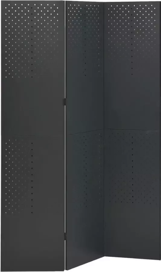 VidaLife Kamerscherm met 3 panelen 120x180 cm staal antracietkleurig