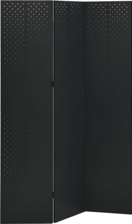VidaLife Kamerscherm met 3 panelen 120x180 cm staal zwart