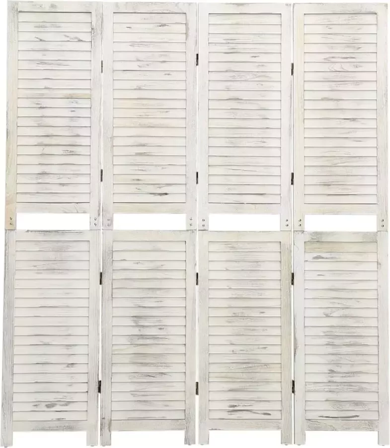 VidaLife Kamerscherm met 4 panelen 140x165 cm hout crèmekleurig