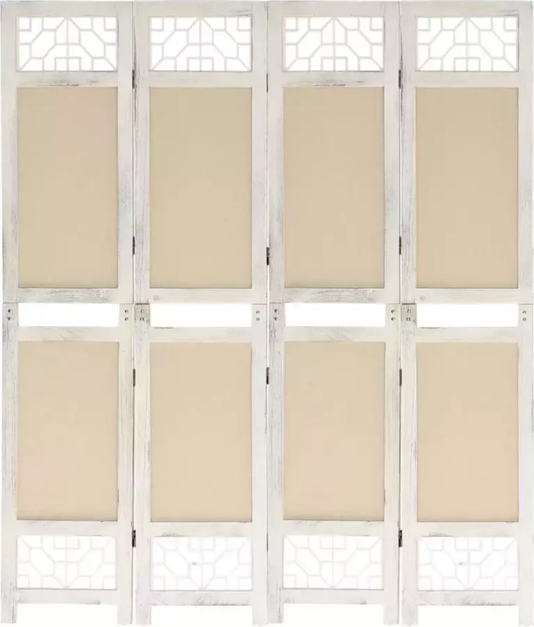 VidaLife Kamerscherm met 4 panelen 140x165 cm stof crèmekleurig