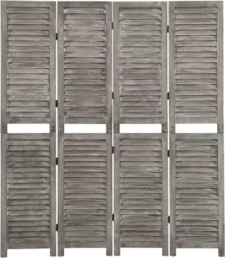 VidaLife Kamerscherm met 4 panelen 143x166 cm massief hout grijs