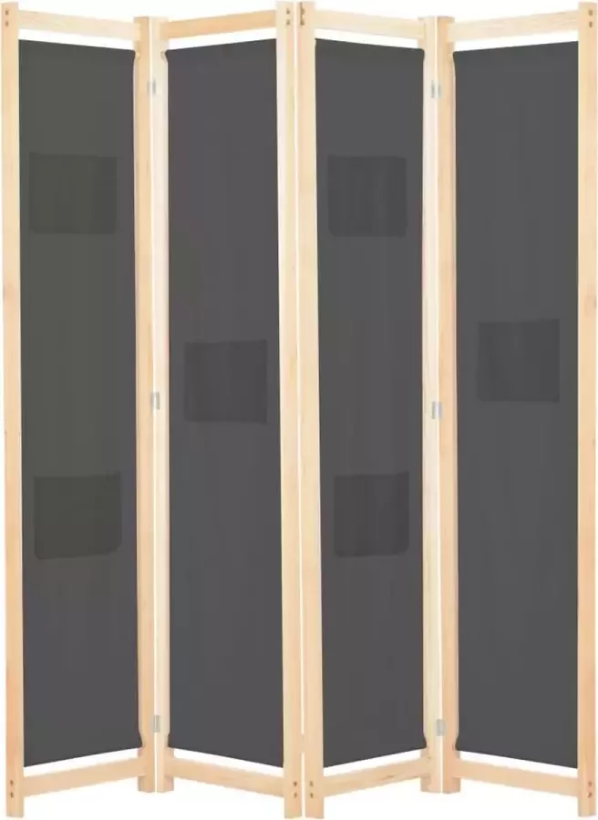 VidaLife Kamerscherm met 4 panelen 160x170x4 cm stof grijs