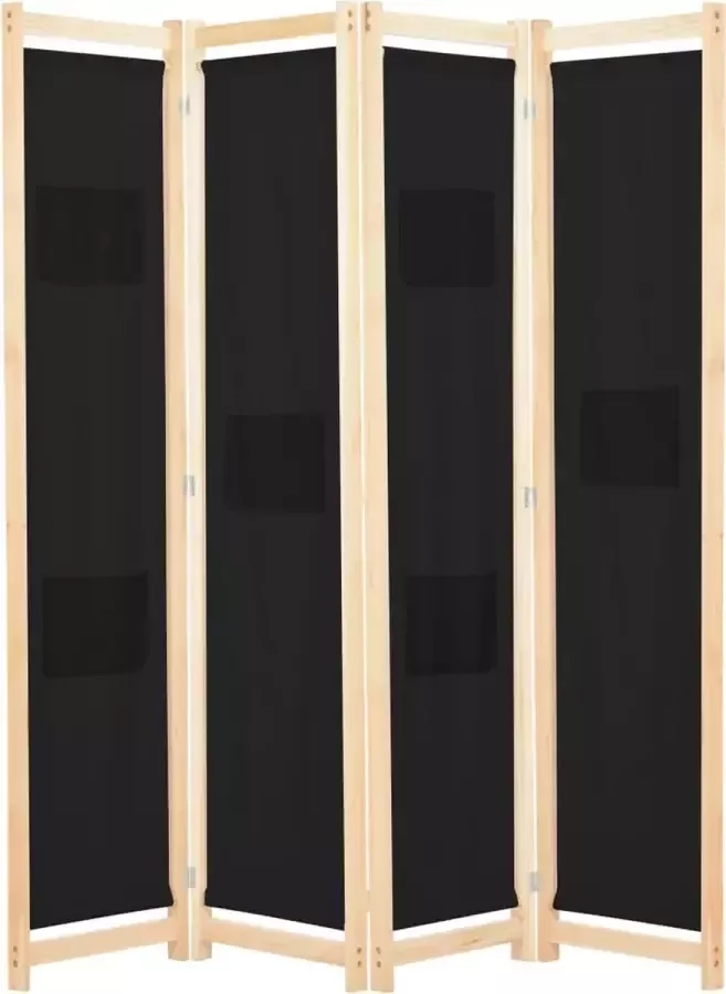 VidaLife Kamerscherm met 4 panelen 160x170x4 cm stof zwart