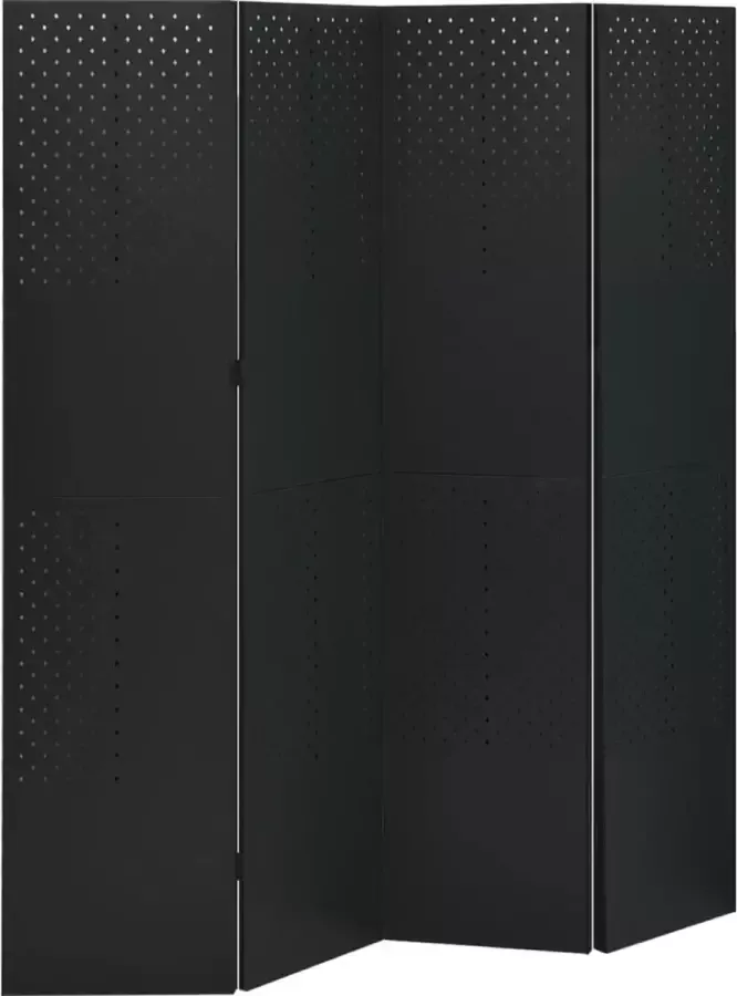 VidaLife Kamerscherm met 4 panelen 160x180 cm staal zwart
