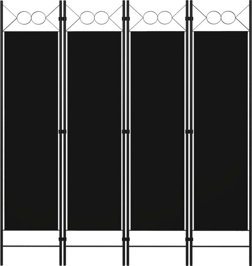 VidaLife Kamerscherm met 4 panelen 160x180 cm zwart