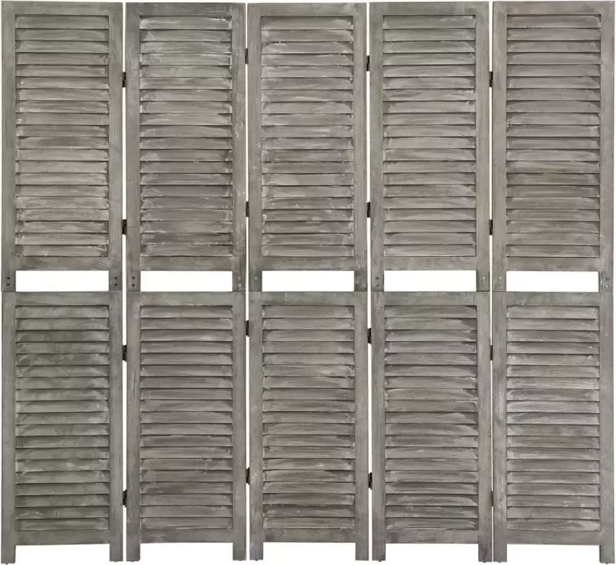 VidaLife Kamerscherm met 5 panelen 179x166 cm massief hout grijs