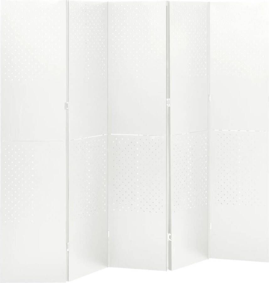 VidaLife Kamerscherm met 5 panelen 200x180 cm staal wit