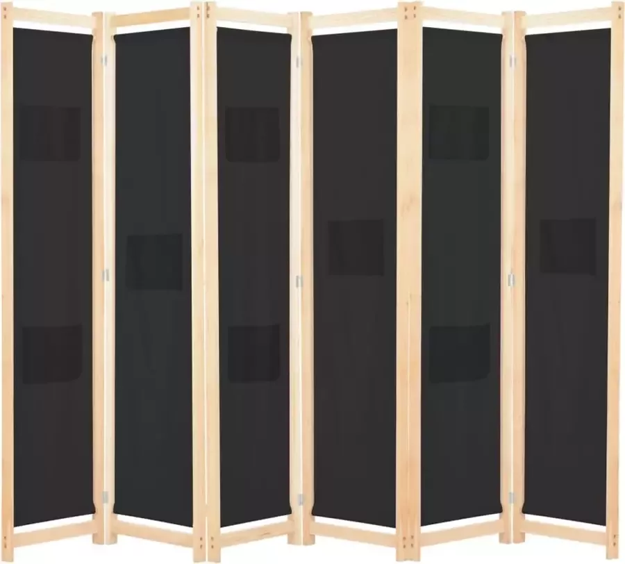 VidaLife Kamerscherm met 6 panelen 240x170x4 cm stof zwart