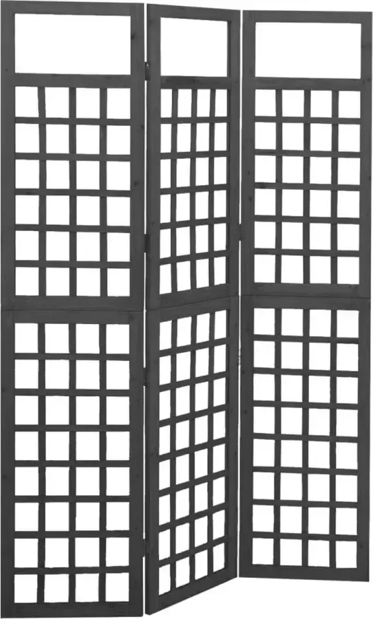 VidaLife Kamerscherm trellis met 3 panelen 121x180 cm vurenhout zwart