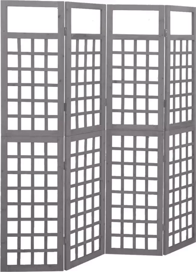 VidaLife Kamerscherm trellis met 4 panelen161x180 cm vurenhout grijs