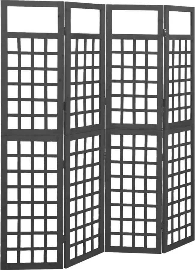 VidaLife Kamerscherm trellis met 4 panelen161x180 cm vurenhout zwart