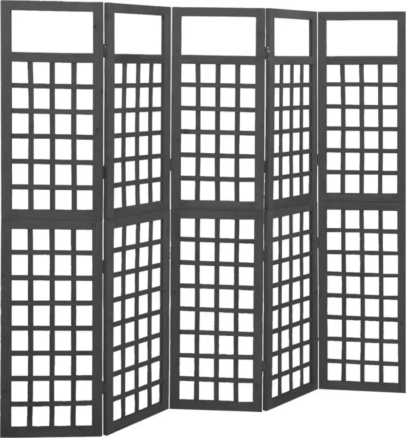 VidaLife Kamerscherm trellis met 5 panelen 201 5x180 cm vurenhout zwart