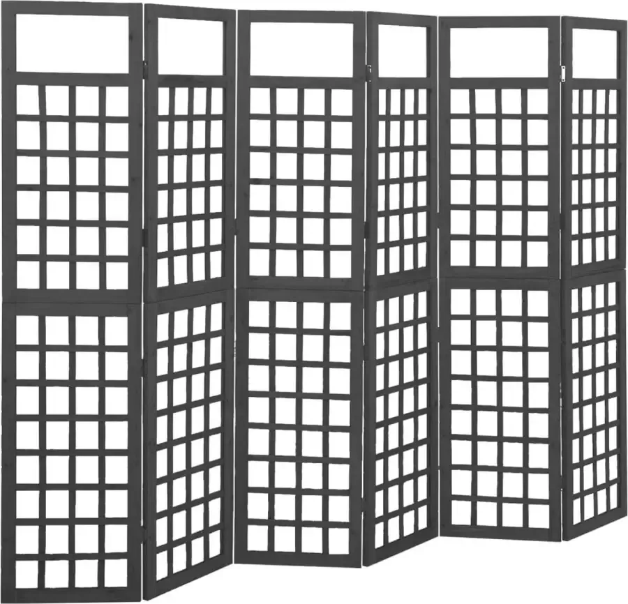 VidaLife Kamerscherm trellis met 6 panelen 242 5x180 cm vurenhout zwart