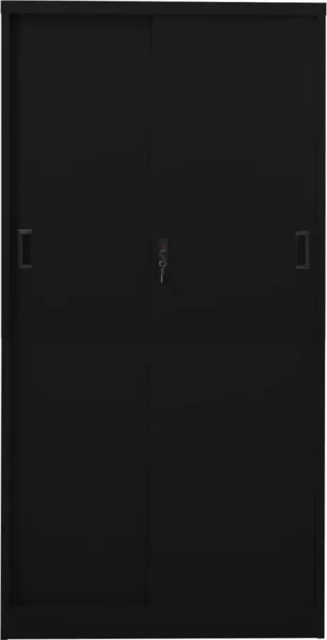 VidaLife Kantoorkast met schuifdeuren 90x40x180 cm staal zwart