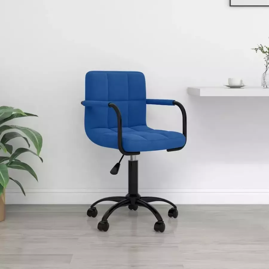VidaLife Kantoorstoel draaibaar fluweel blauw